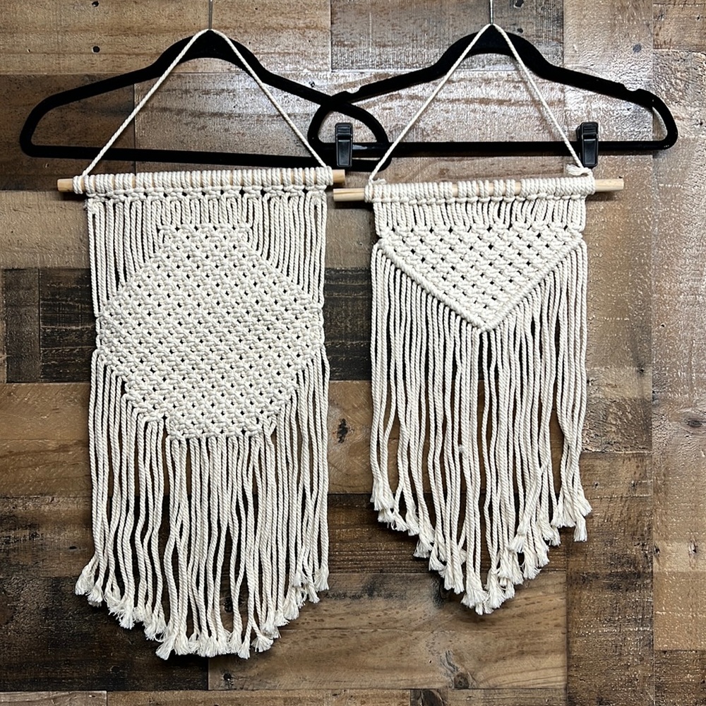 Bundle of 2 Macramé Wall Fringe Hangings